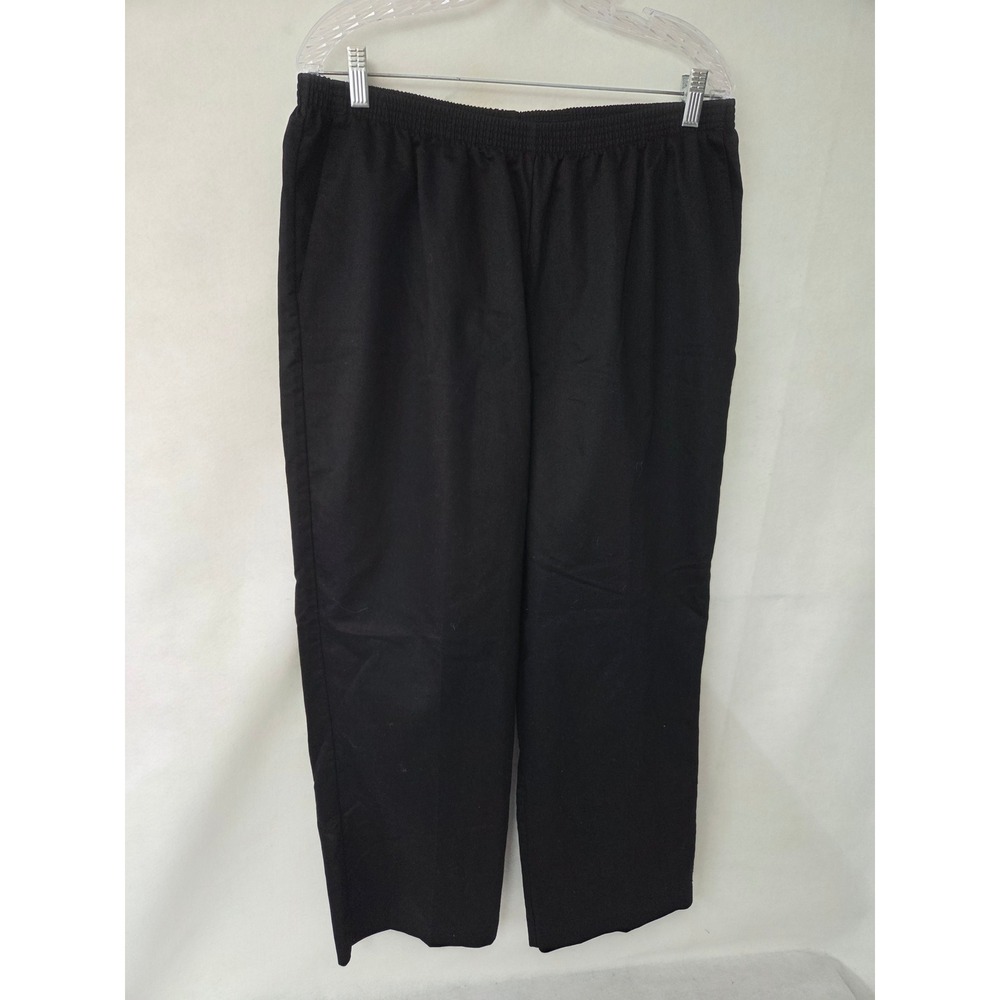 Alfred Dunner Woman Black Pull On Elastic Waist Straight Leg Pants 18W Pockets